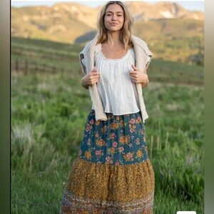 Natural Life Camille Tiered Floral Maxi Skirt 🆕